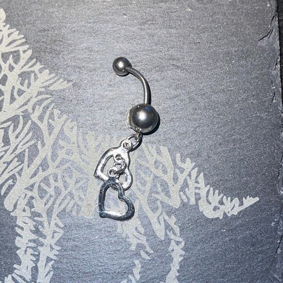 Stainless Steel Double Heart Belly Ring - Picture 2 of 3